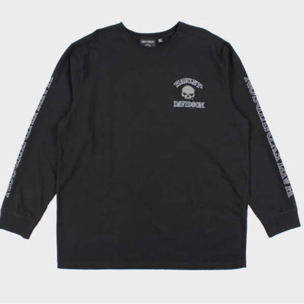 Men's Harley Davidson Long Sleeve Black Cotton Shirt Size XL